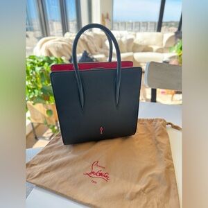 Christian Louboutin Black Tote with Red Accents dust bag included